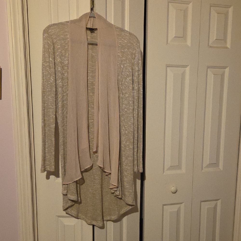 Vixbe Elegant Cream WaterFall  Open-Front Sweater